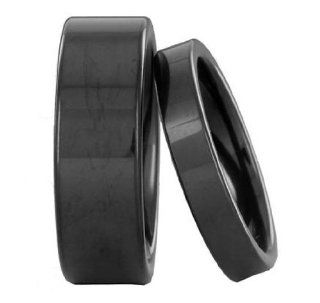 His And Hers Wedding Ring Sets 8/4mm Black Tungsten Carbide Flat Shiny Top Wedding Band Sets Wedding Ring Sets Jewelry