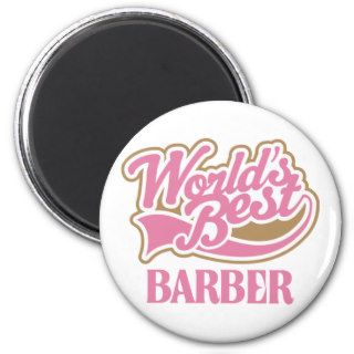 Cute Pink Worlds Best Barber Magnets