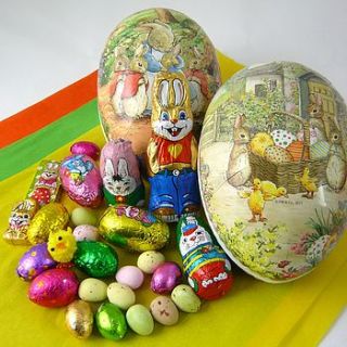 15cm easter egg with foiled chocolates by chocolate by cocoapod chocolate