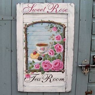 'sweet rose tea room' vintage painted sign by nosy rosie designs