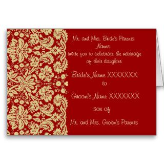 Damask Wedding Invitation Tan Choose BackGround Greeting Cards