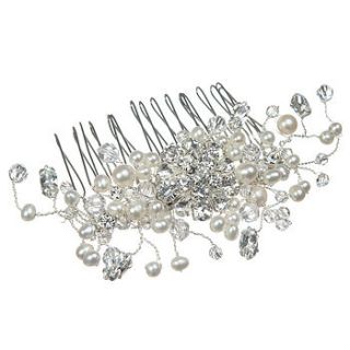 martha pearl and crystal wedding hair comb by chez bec