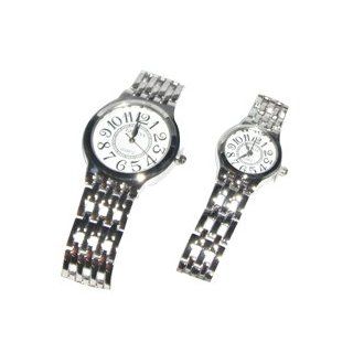 Geneva Silver Platinum Watches His and Hers Set 