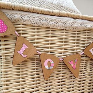 personalised wood & fabric bunting by neltempo