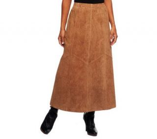 Denim & Co. Washable Suede Skirt with Seaming Detail —
