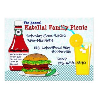 Burgers & Lemonade Picnic  Invitation