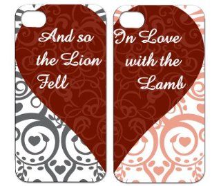 Valentines Day Themed "Half Heart" His and Hers   White Protective iPhone 4/iPhone 4S Hard Case   set of 2 Cases Cell Phones & Accessories