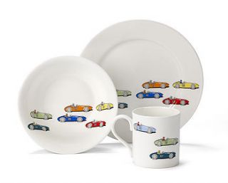 vintage racing car china tableware by white rabbit england