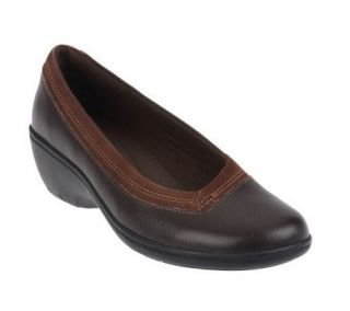 Clarks Bendables Leather Slip on Wedge Shoes —