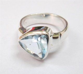 ELEGANT BLUE TOPAZ RING 925 SILVER JEWELRY HANDMADE RING SIZE 5.25 IAR1140 Promise Rings Jewelry