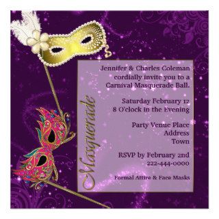 Festive Purple Custom Masquerade Ball Invitation
