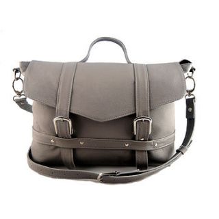 handcrafted leather midi satchel   slate by freeload leather accessories