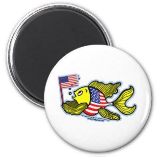 American Flag Fish Fridge Magnet