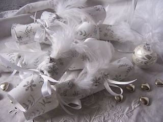 silver and white mini wedding crackers by froufrou & thomas