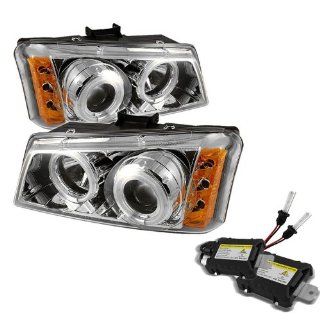 Carpart4u 6000K Xenon HID Performance Headlights Package for Chevy Silverado 1500/2500/3500 CCFL LED ( Replaceable LEDs ) Chrome Projector Headlights Automotive