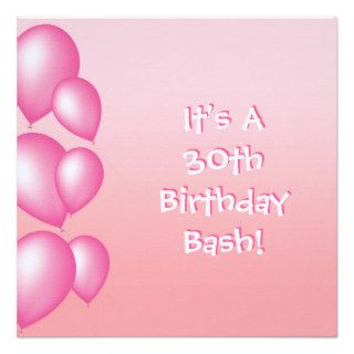 25th Birthday Party Bash, Pink Balloons0 Invite