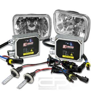 HL S 7X6 D CL+HID DT H4 6K+BLT, Two 7x6 H6054 Clear Housing Square Diamond Cut Headlight Glass Lens with 6000K Ice Blue White HID Xenon Gas H4 Low Beam Light and Thick AC Digital Ballast Replacement Conversion Kit Automotive