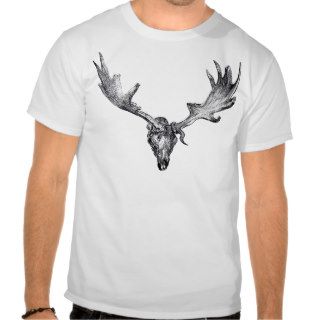 Irish Elk Skull Antique Print Tshirts