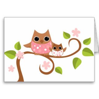 Mama and Baby Owls Card