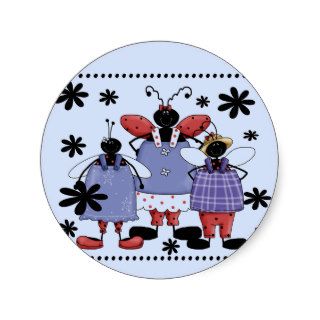 Lucky Ladybug Friends Tshirts and Gifts Round Stickers