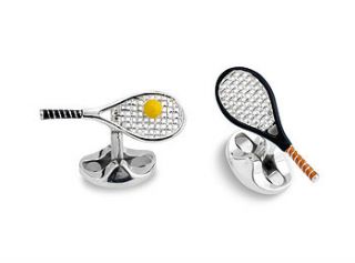 solid silver tennis racket cufflinks by me and my sport