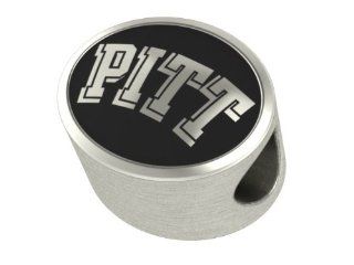 Pitt Panthers Collegiate Bead Fits Most Pandora Style Bracelets Including Pandora, Chamilia, Biagi, Zable, Troll and More. High Quality Bead in Stock for Immediate Shipping Jewelry