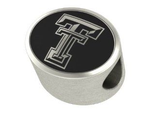 Texas Tech Red Raiders Collegiate Bead Fits Most Pandora Style Bracelets Including Pandora, Chamilia, Biagi, Zable, Troll and More. High Quality Bead in Stock for Immediate Shipping Jewelry
