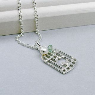 sterling silver bird cage necklace by wished for