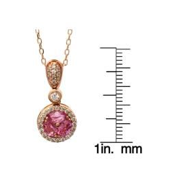Beverly Hills Charm 14k Rose Gold Pink Sapphire and 1/3ct TDW Diamond Necklace Beverly Hills Charm Gemstone Necklaces