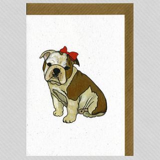 illustrated bulldog girl pup blank card by illustrated cards