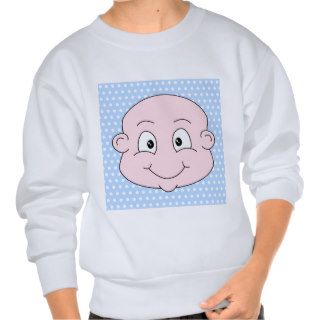 Cute Baby Boy, on blue polka dot pattern. Pullover Sweatshirts