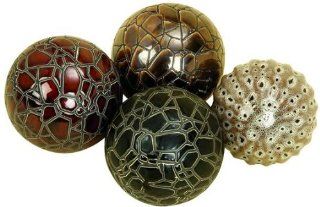 Morgandy Decorative Ball Set Of 4, 4"DIAMETER, MULTI EARTHTNS   Decorative Vases