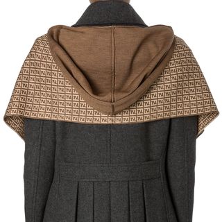Fendi Tan/ Khaki Zucchino Wool Hooded Scarf Fendi Designer Scarves & Wraps
