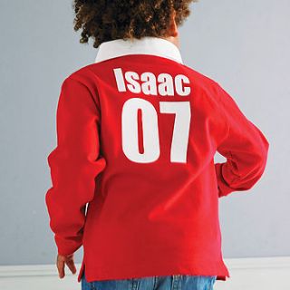 personalised child's rugby shirt by simply colors