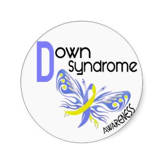 Down Syndrome BUTTERFLY 3.1 Round Stickers