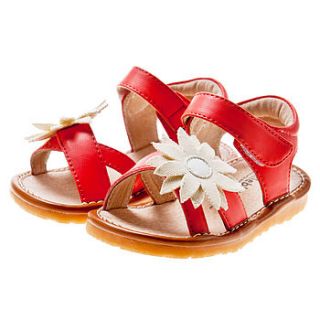 baby girls squeaky sandals white or red by my little boots