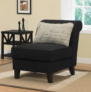 Black Linen Slipper Chair with Signature Pillow Chairs