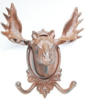 Moose Coat Rack Hat Rack Wall Plaque Head Cast Iron Antlers   Decorative Plaques