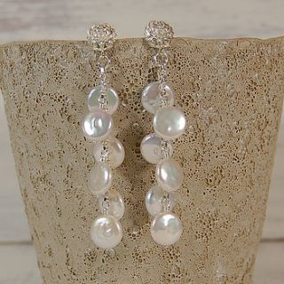 iridana   white coin pearl & silver earrings by indivijewels