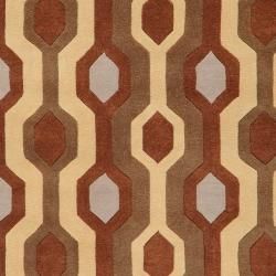 Hand tufted Brown Contemporary Bamra Wool Geometric Rug (10' x 14') Surya 7x9   10x14 Rugs