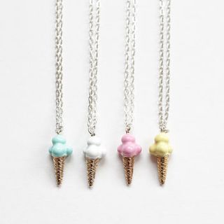 ice cream necklace. silver, gold and enamel by rock cakes