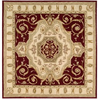 Nourison Hand tufted Wine Floral Wool Rug (7 x 7) Square Nourison Round/Oval/Square