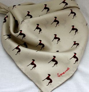 dog print silk scarf   taupe by somerville scarves