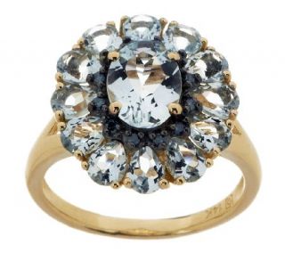 2.20 ct tw Aquamarine & Blue Diamond Cluster Ring 14K Gold —