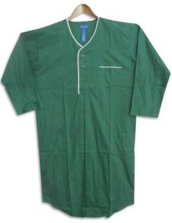 Private Label   Mens Long Sleeve Broadcloth Nightshirt, Green 27262 S/M Clothing