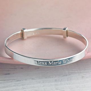 child's silver expanding bangle by hersey silversmiths