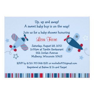 Airplane Aviator Baby Shower Invitations