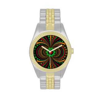 Earth Tones Funky Pattern Flowers Stripes Wrist Watches