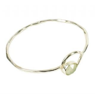 silver gem green amethyst bangle by flora bee