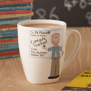 personalised teacher whiteboard mug by the contemporary home